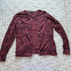 100% Cotton Eddie Bauer Maroon Knit Cardigan